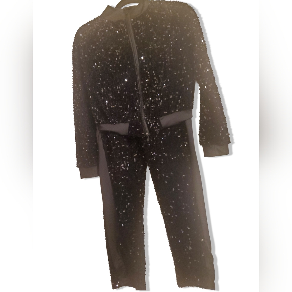 Black Sequin Jacket and Pants Set